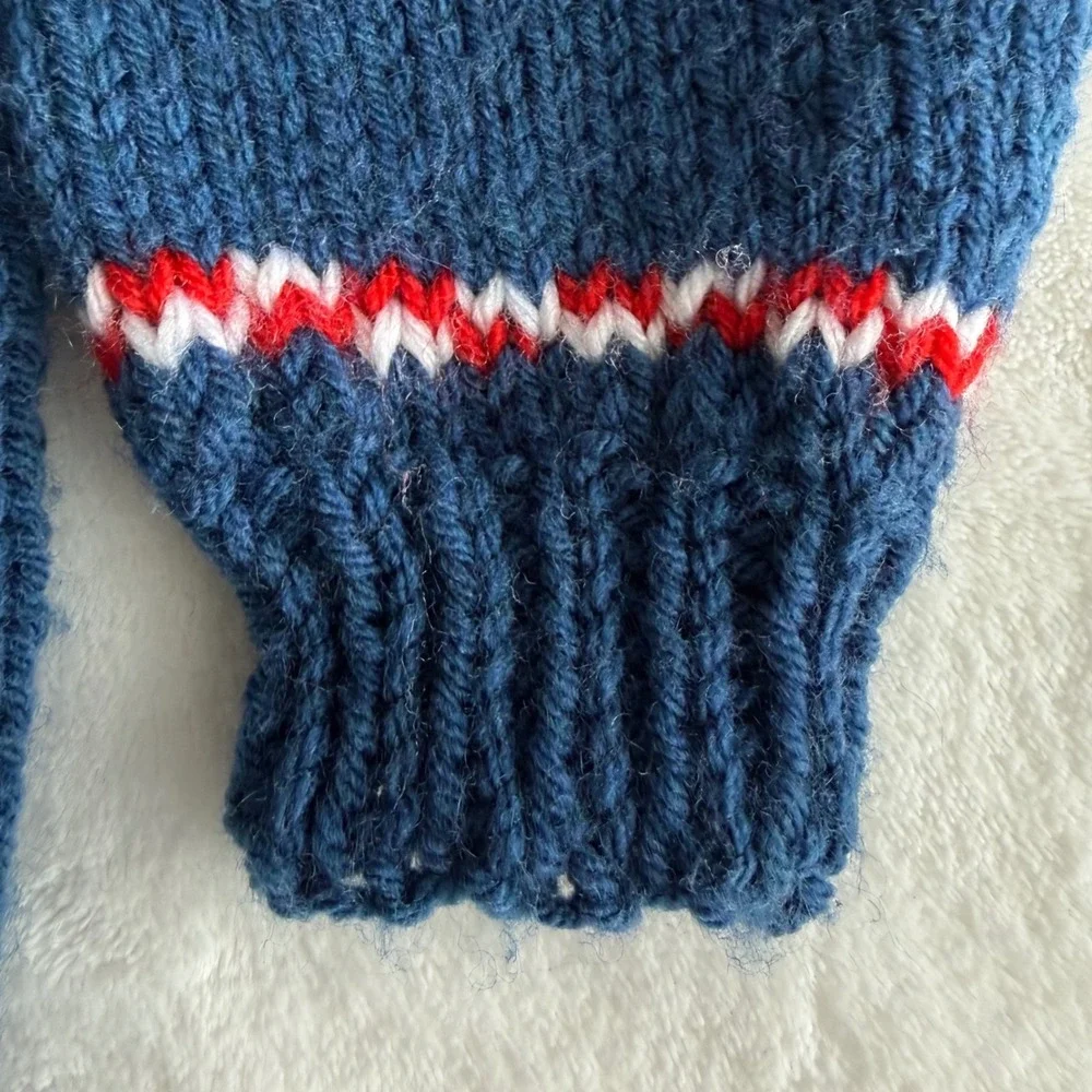 Handmadew‎ Novel Easter Bunny Baby Sweater Rolled Neck Blue White Cotton Blend - Picture 4 of 14